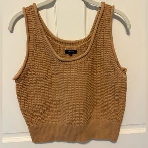 Quince organic cotton waffle stitch tab camel knit sweater vest tank xl x-large